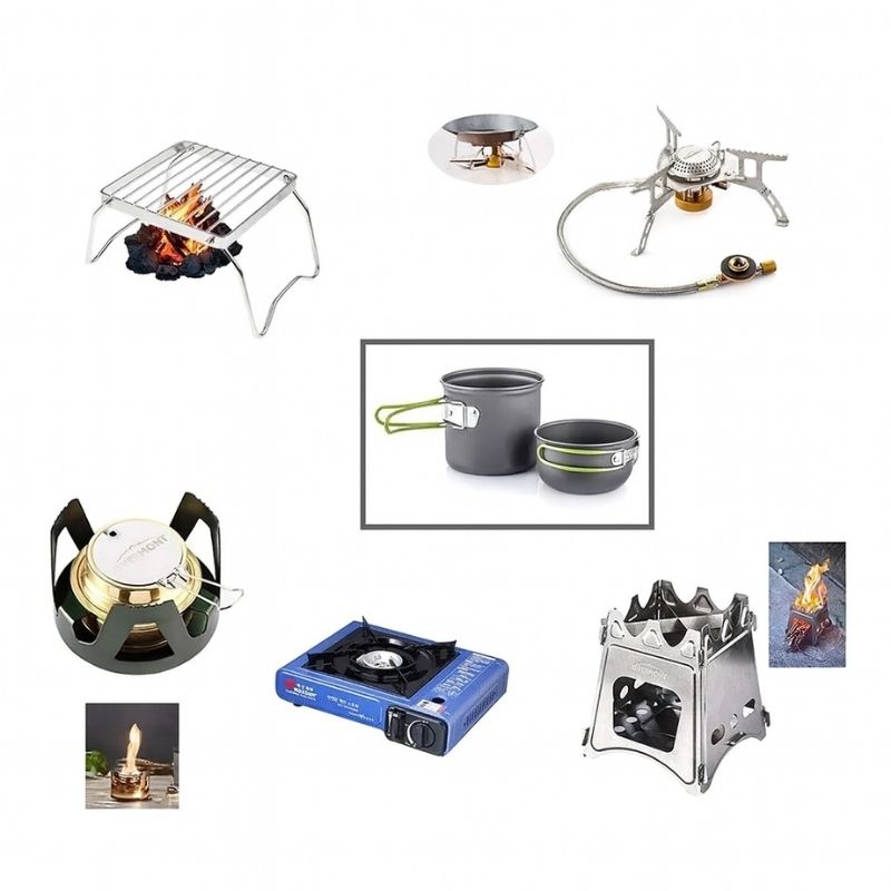 Lätt campingkök med kastruller – kompakt set för friluftsliv