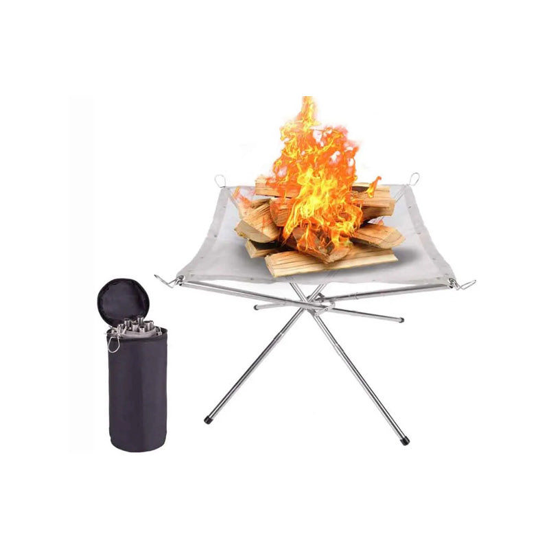Hopfällbar eldstad i rostfritt stål – perfekt för utflykter