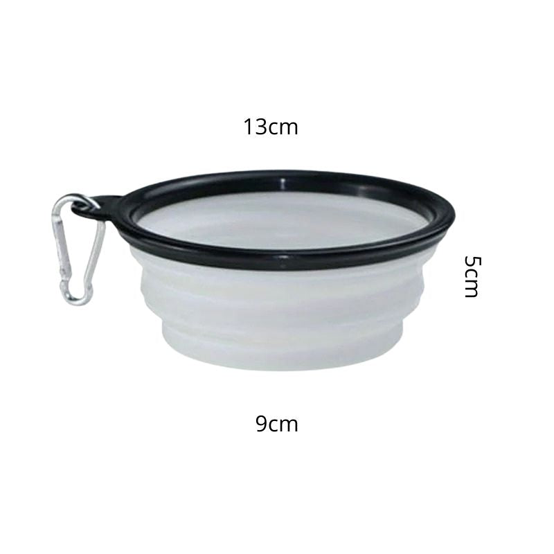 Hopfällbar matskål för hund – praktisk skål i silikon Vitt