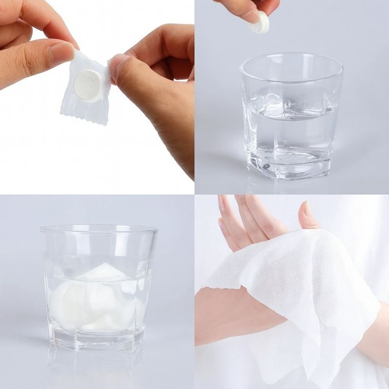 50-pack komprimerade våtservetter – camping och vardag