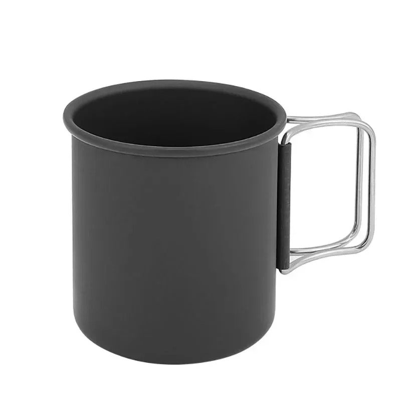 Mugg i aluminium - hopfällbart handtag & värmetålig Svart