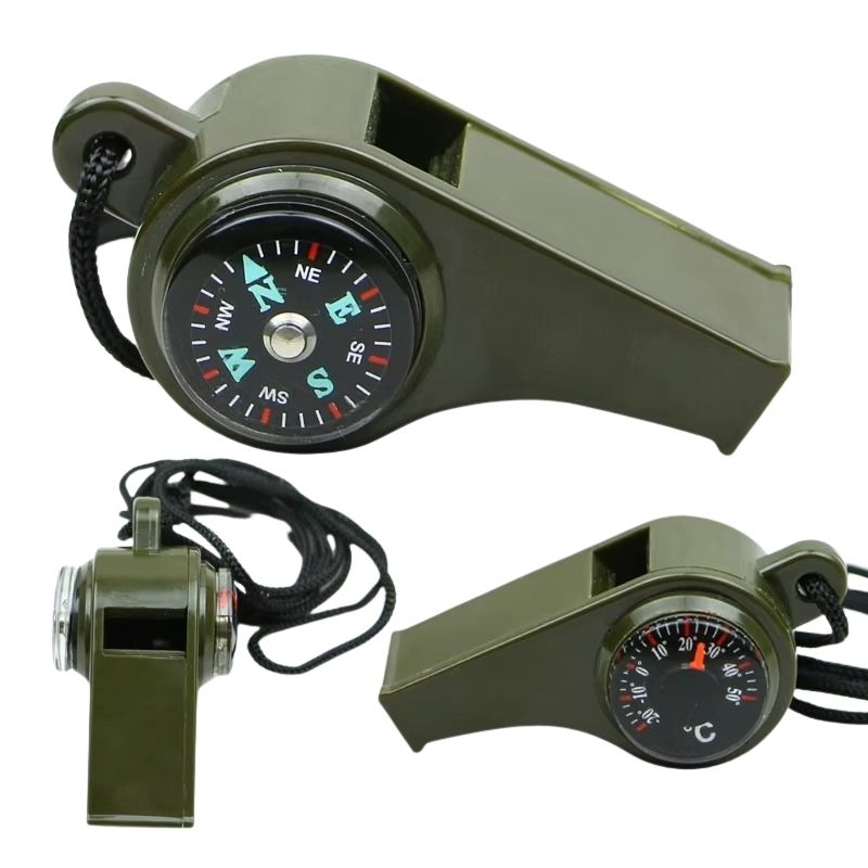 3-i-1 Överlevnadsvisselpipa med Kompass & Termometer