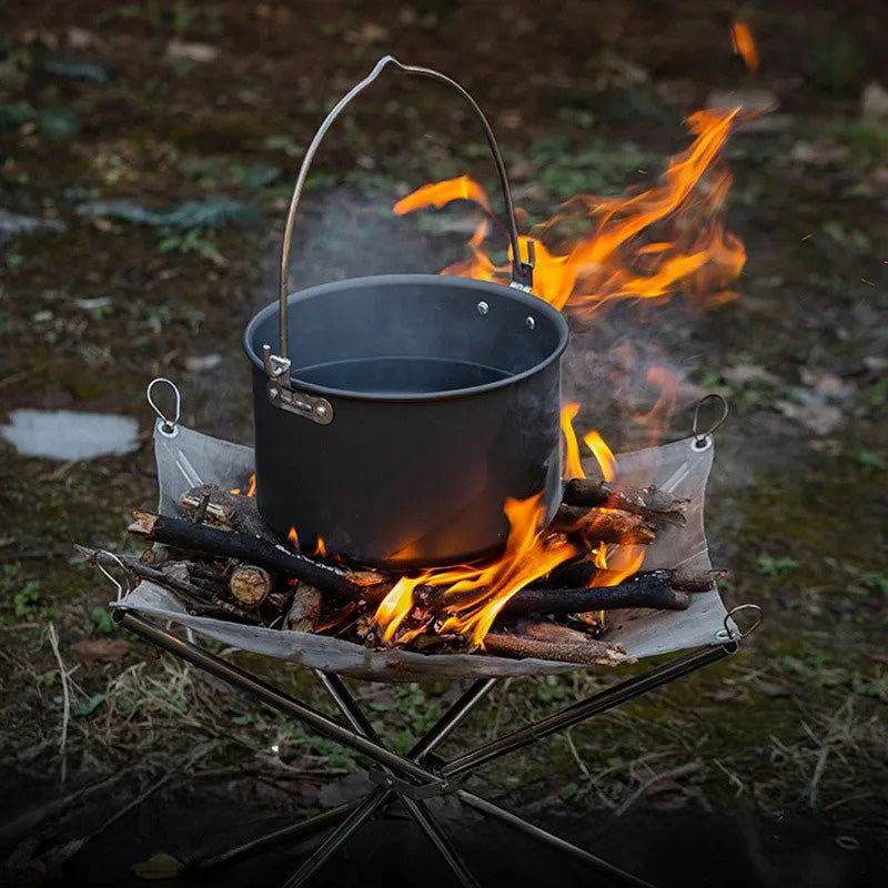 Hopfällbar eldstad i rostfritt stål – perfekt för utflykter