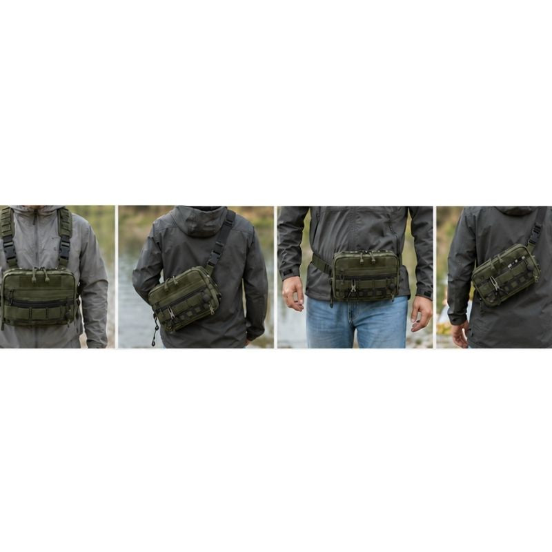 Bröstväska för fiske och friluftsliv med MOLLE