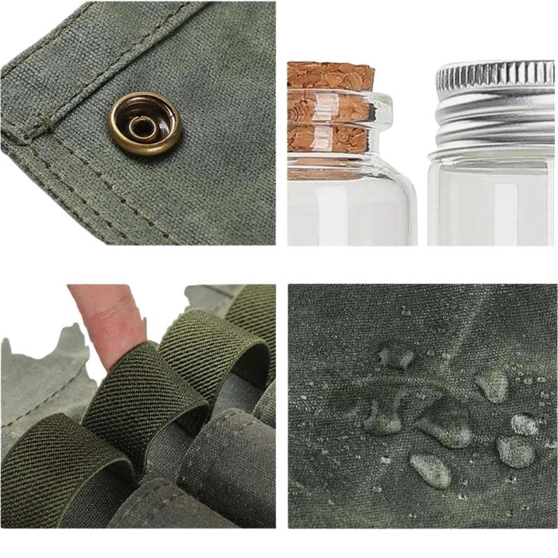 Camping kryddset med glasburkar & förvaringsväska