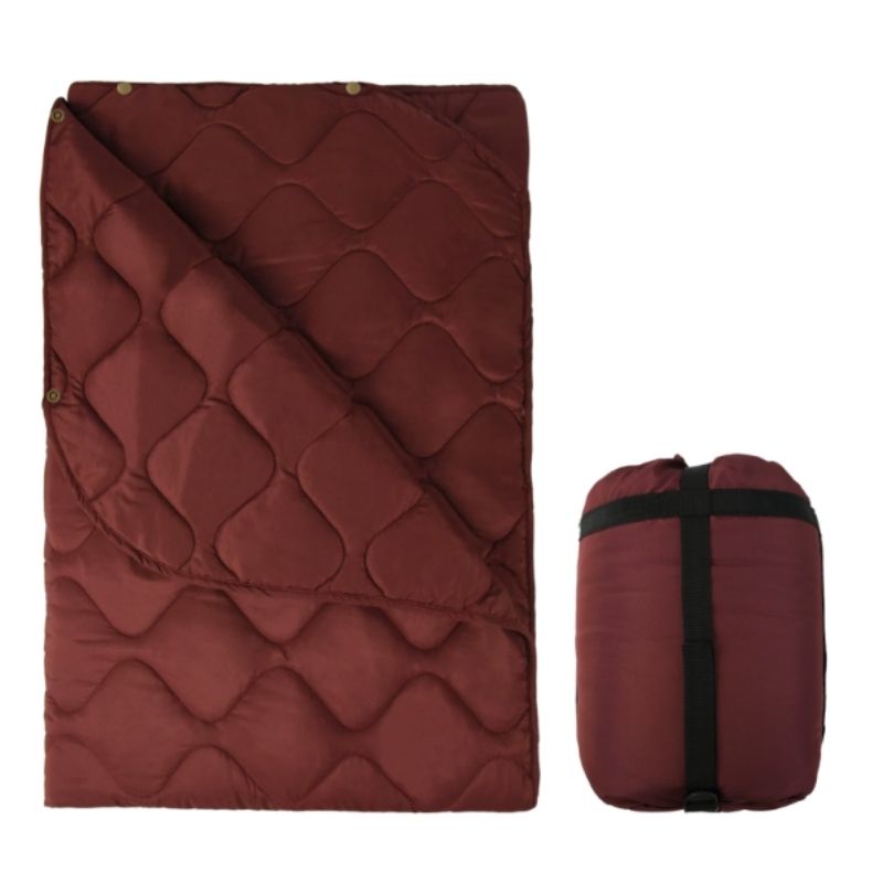 Multifunktionell campingfilt med knappar Burgundy