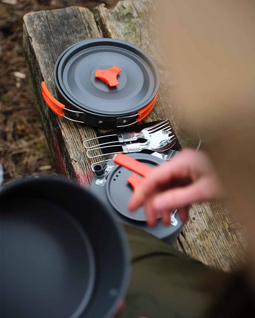 Campingkök 8 delar – lättviktigt aluminiumset för friluftsliv