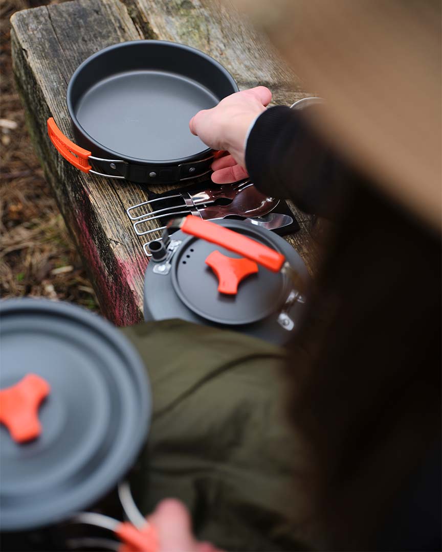 Campingkök 8 delar – lättviktigt aluminiumset för friluftsliv