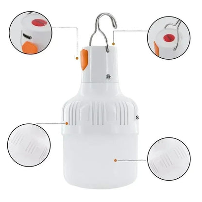 Uppladdningsbar LED campinglampa med krok