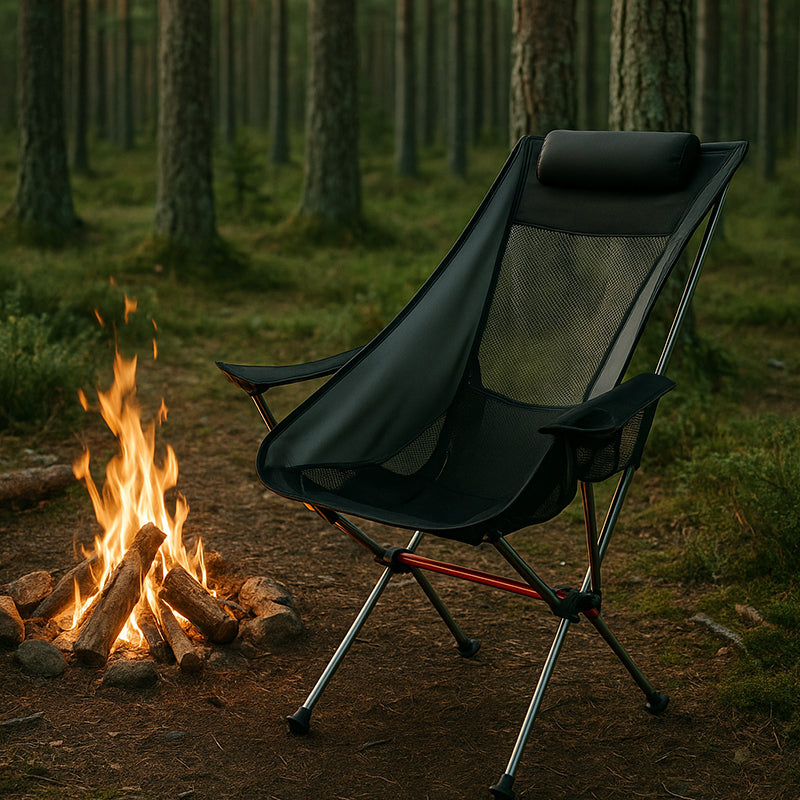 Ergonomisk campingstol med rygg och nackstöd