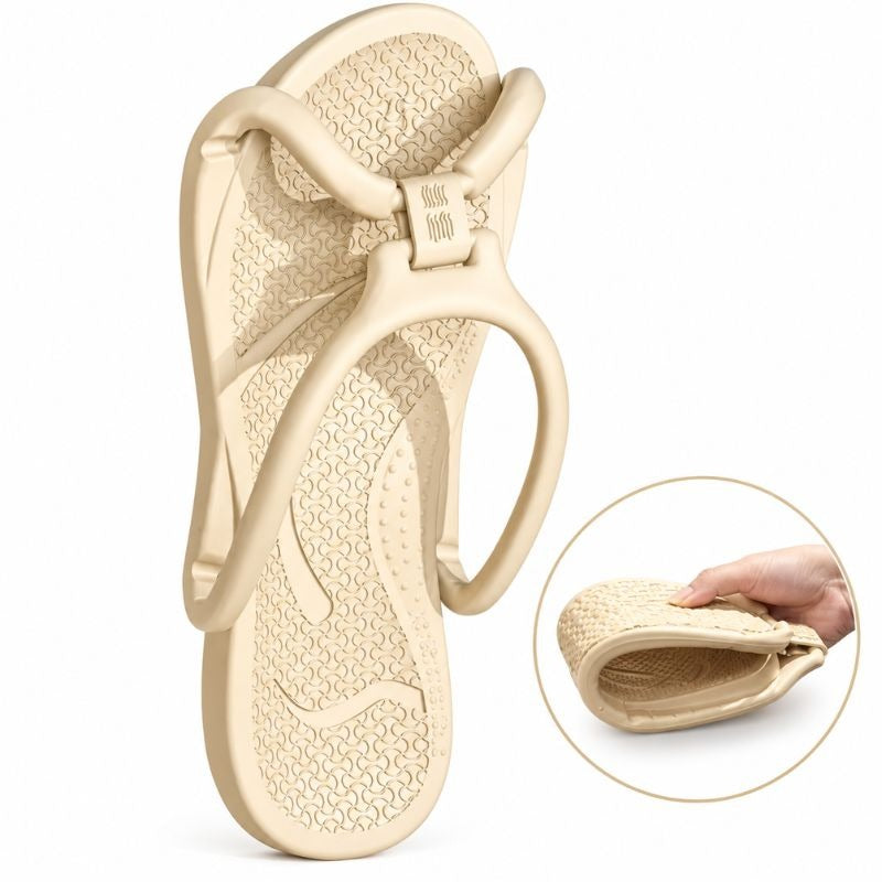 Hopfällbara tofflor för resa och camping Beige