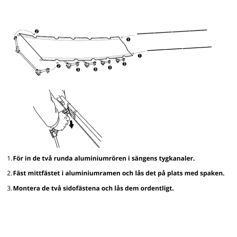 Hopfällbar campingsäng i aluminium