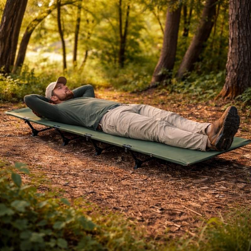 Hopfällbar campingsäng i aluminium