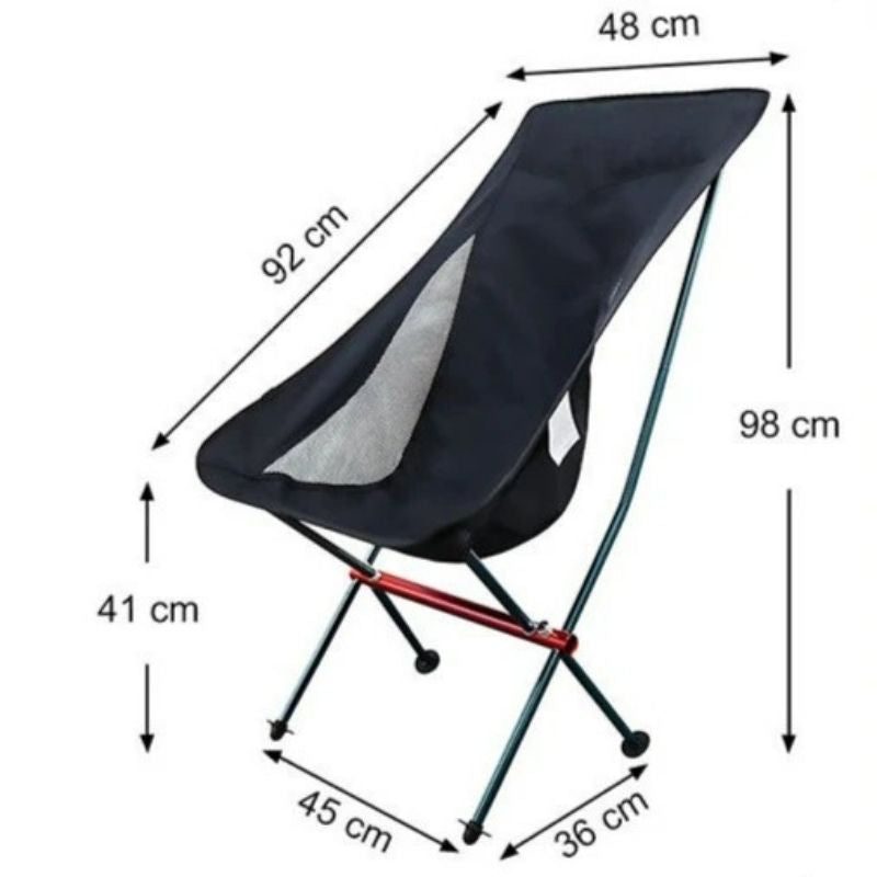 Hopfällbar campingstol med fotstöd Large