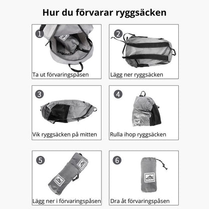 Hopfällbar vandringsryggsäck 18L ultralätt