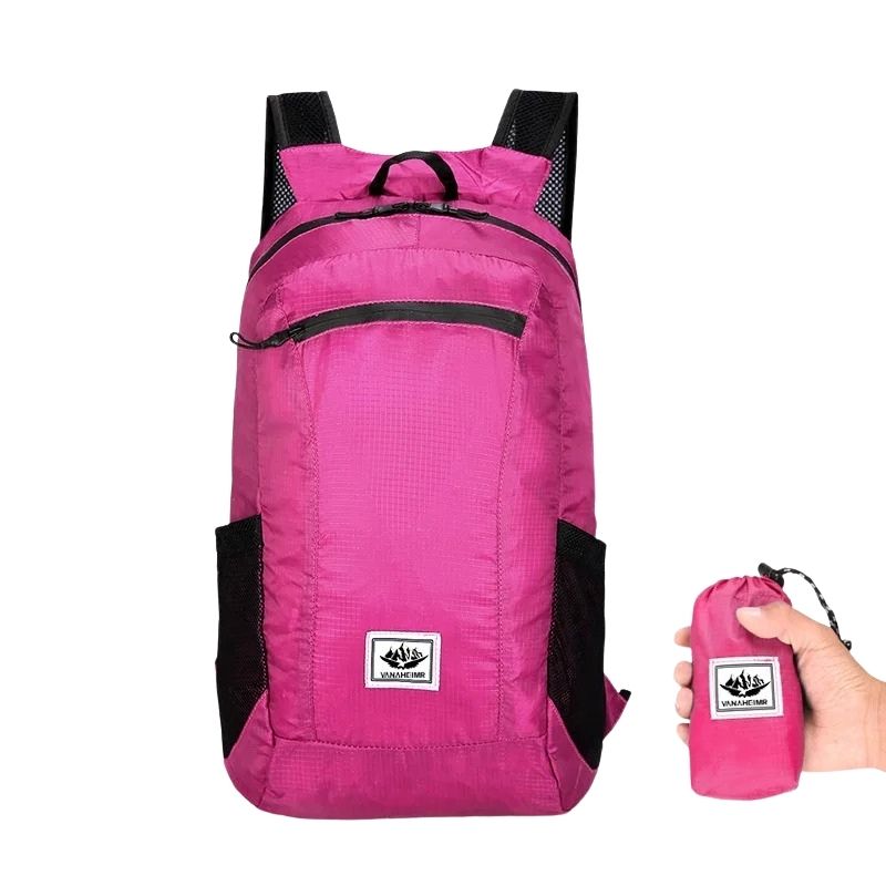 Hopfällbar vandringsryggsäck 18L ultralätt Rosa