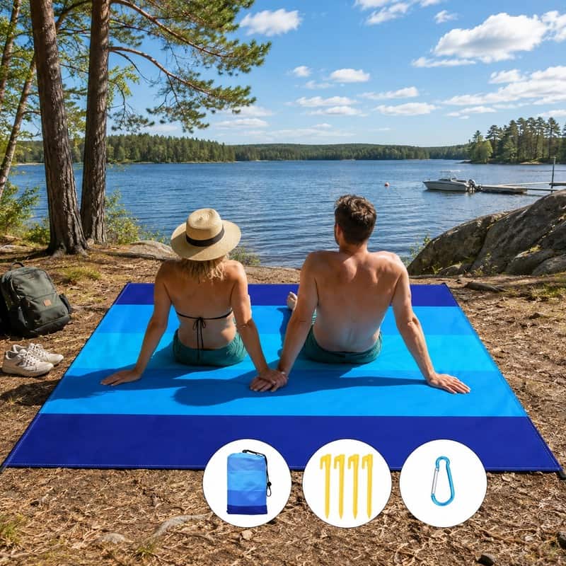 Hopfällbar picknickfilt för strand och camping - bild 2