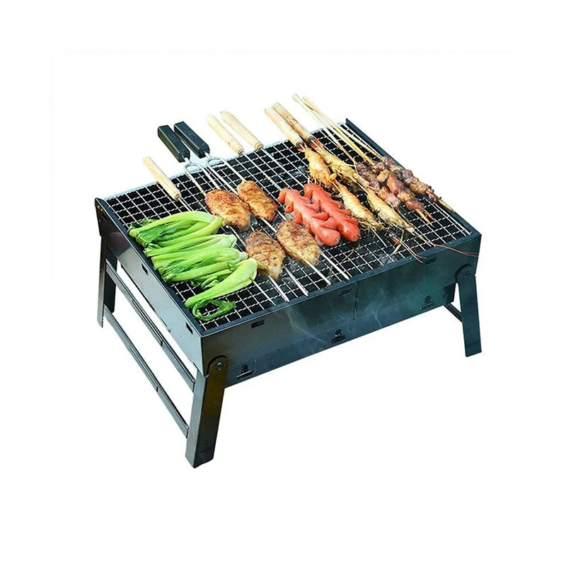 Hopfällbar bärbar kolgrill i stål för camping