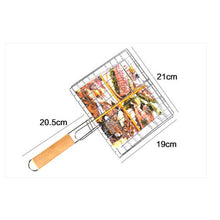 Hopfällbar grillkorg i järn med trähandtag