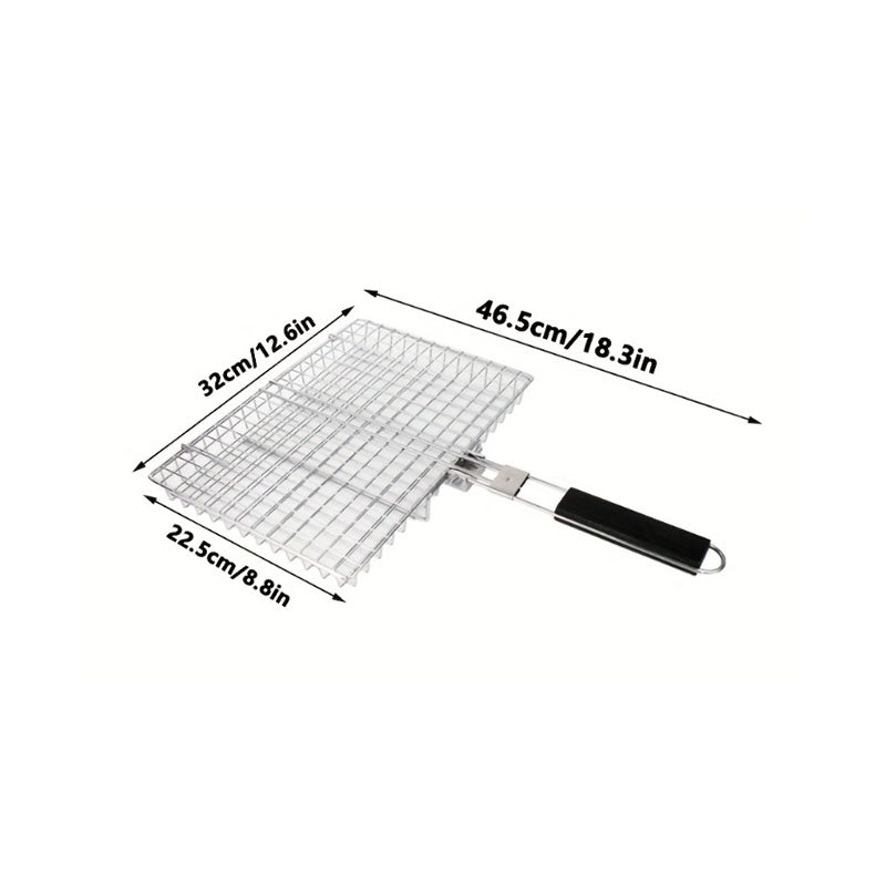 Hopfällbar grillkorg i rostfritt stål för camping