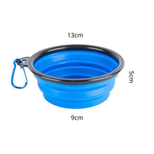 Hopfällbar matskål för hund – praktisk skål i silikon Blå