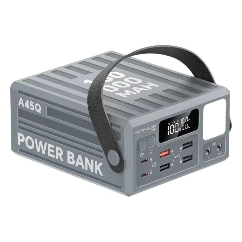 Kraftfull powerbank 100 000 mAh för beredskap Grå