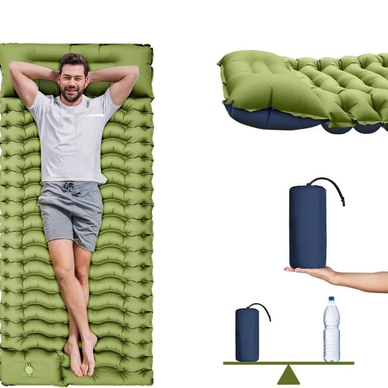 Liggunderlag för camping – uppblåsbar med kudde
