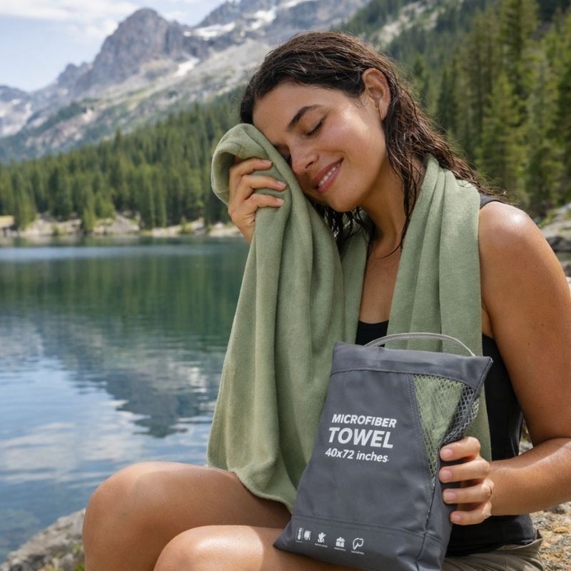 Microfiberhandduk snabbtorkande för friluftsliv