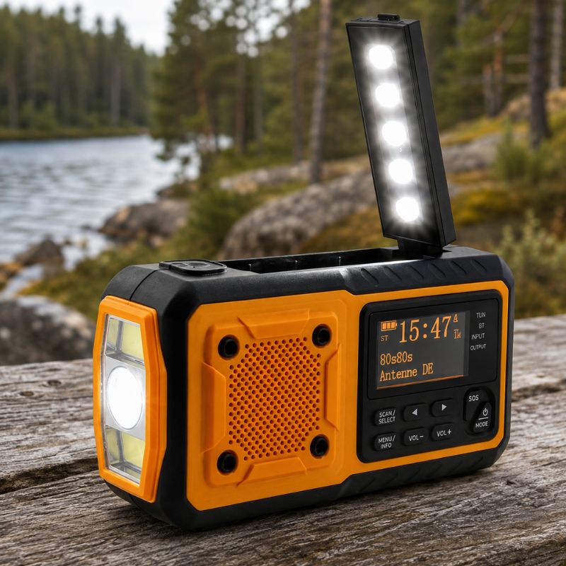 Nödradio 5000 mAh med DAB+ och solcell