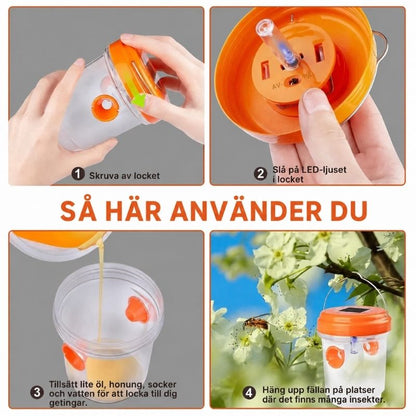 Solcellsdriven insektsfälla med LED-ljus för camping