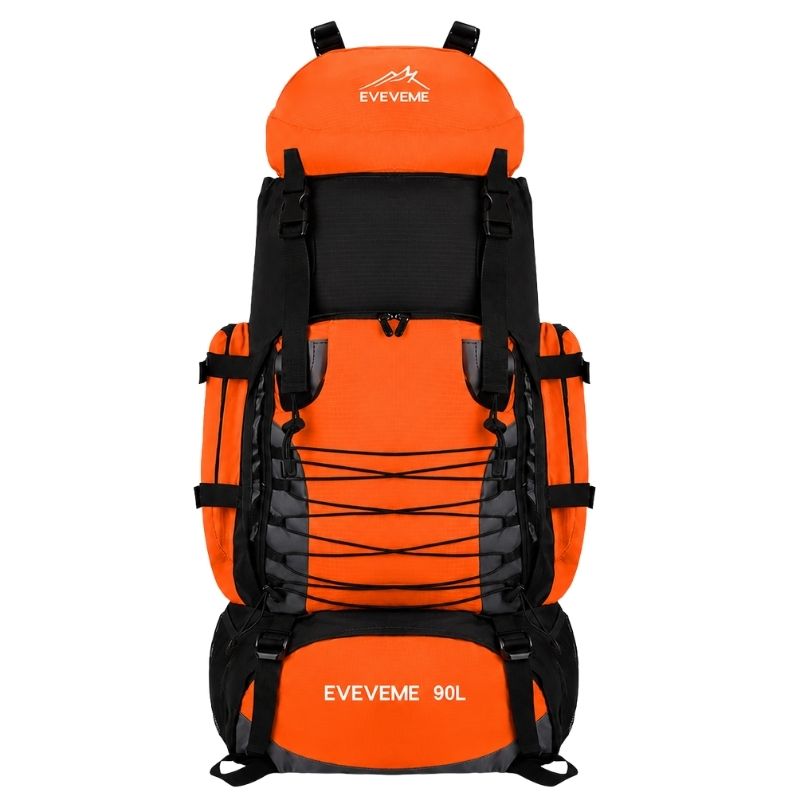 Vandringsryggsäck 90L för camping och resa Orange