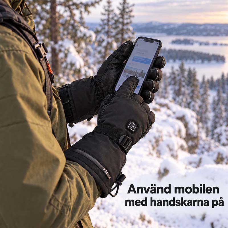 Värmehandskar i läder med uppladdningsbart batteri