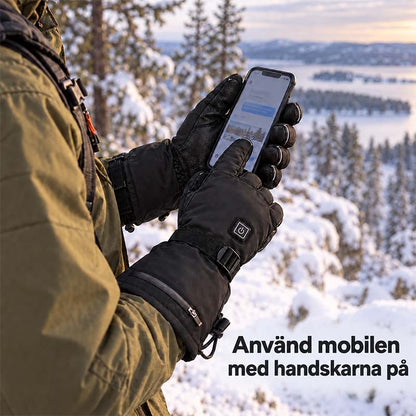 Värmehandskar i läder med uppladdningsbart batteri
