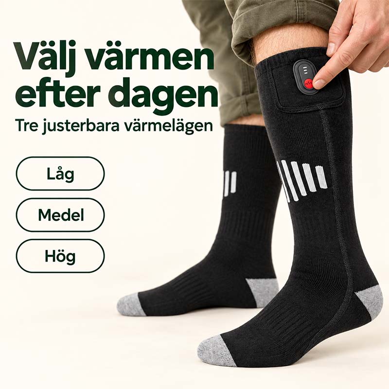 Värmestrumpor med batteri för kyla & outdoor