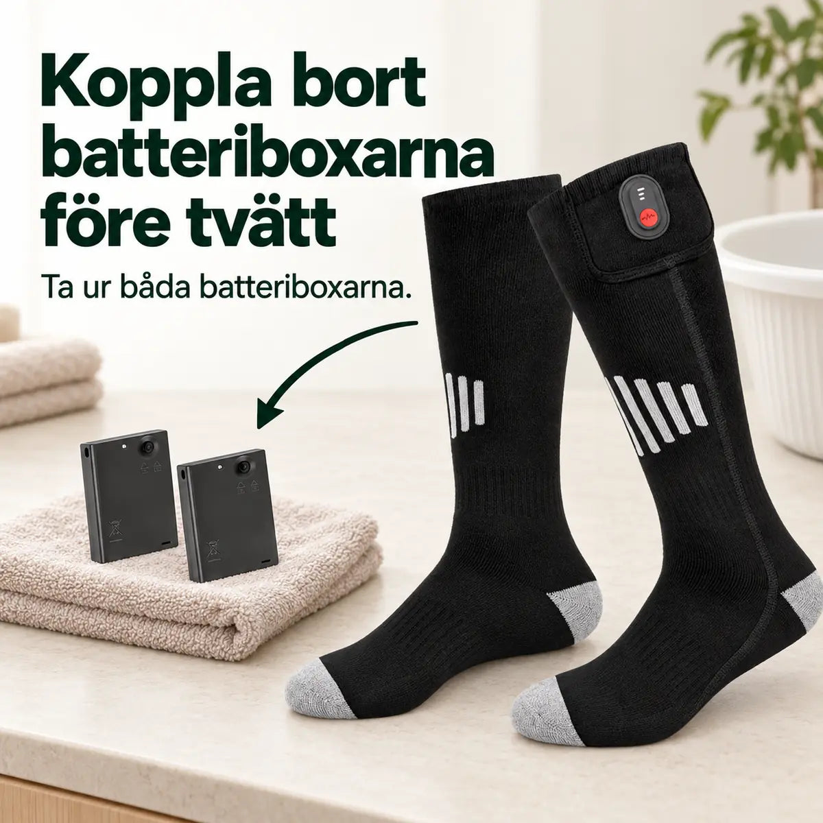 Värmestrumpor med batteri för kyla & outdoor