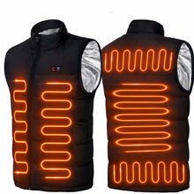 Värmeväst med USB – 3 värmelägen & 9 zoner Svart