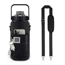 Stor vattenflaska 2L med sugrör & förvaringsfickor