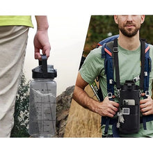 Stor vattenflaska 2L med sugrör & förvaringsfickor