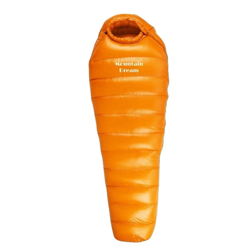 Vintersovsäck i gåsdun för camping och vandring Orange