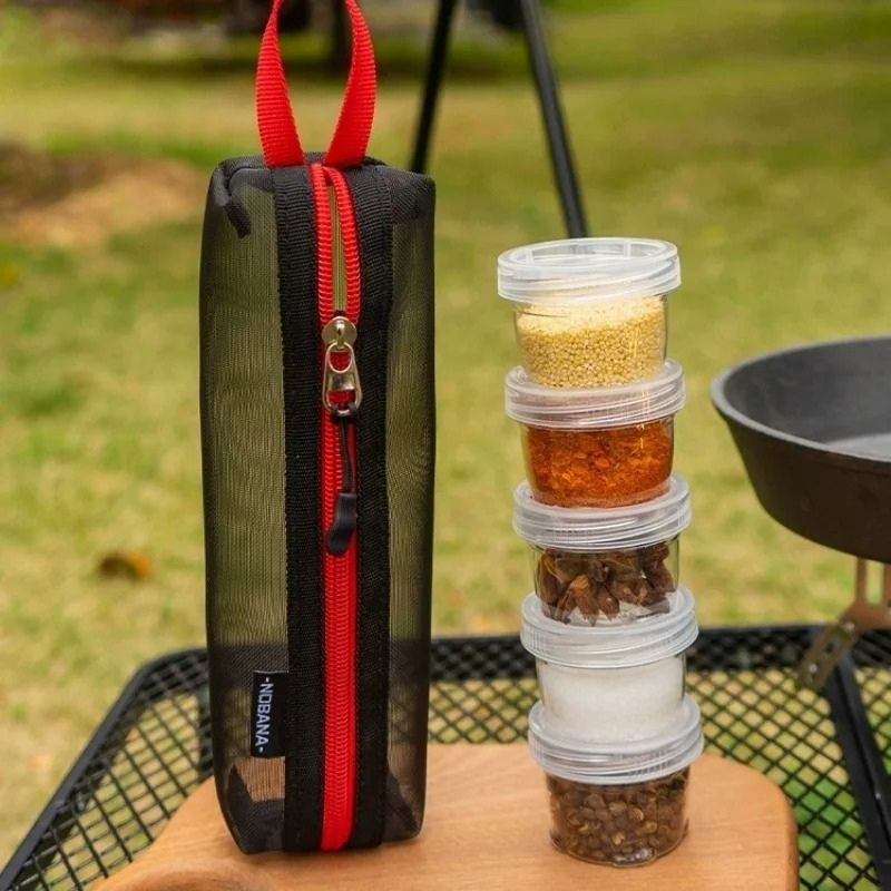 Camping kryddset med burkar & förvaringspåse