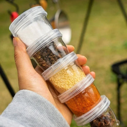 Camping kryddset med burkar & förvaringspåse