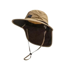 Lätt solhatt med brett brätte och nackskydd Khaki