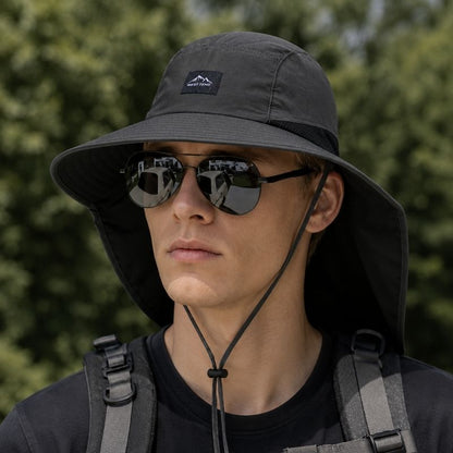 Lätt solhatt med brett brätte och nackskydd