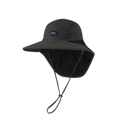 Lätt solhatt med brett brätte och nackskydd Svart